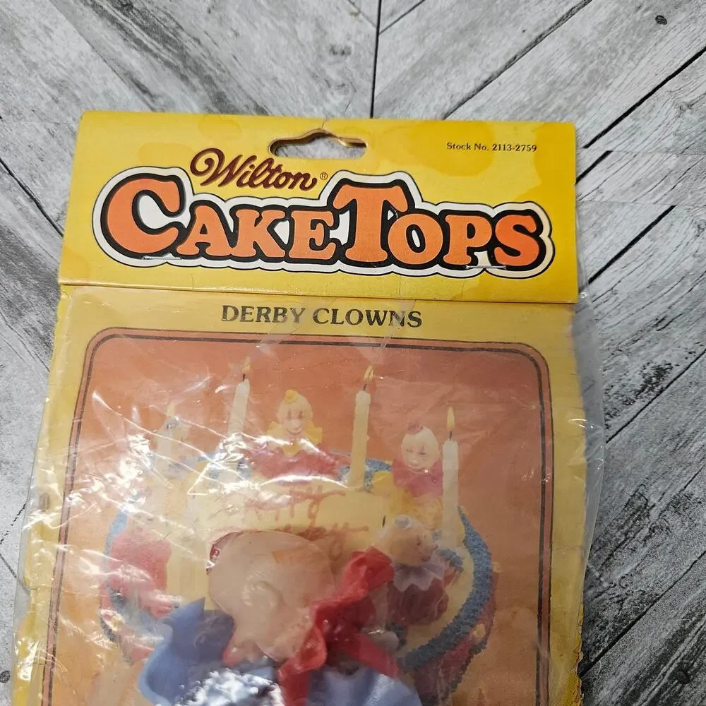 Vintage Cake Topper Derby Clowns 80s Wilton CakeTops 6 pcs